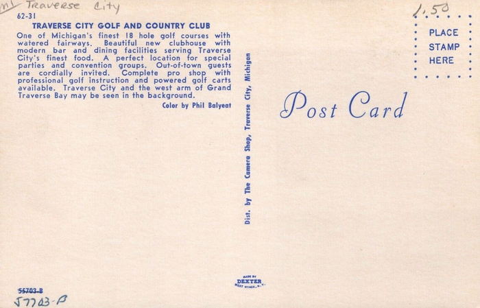 Traverse City Country Club - Vintage Postcard